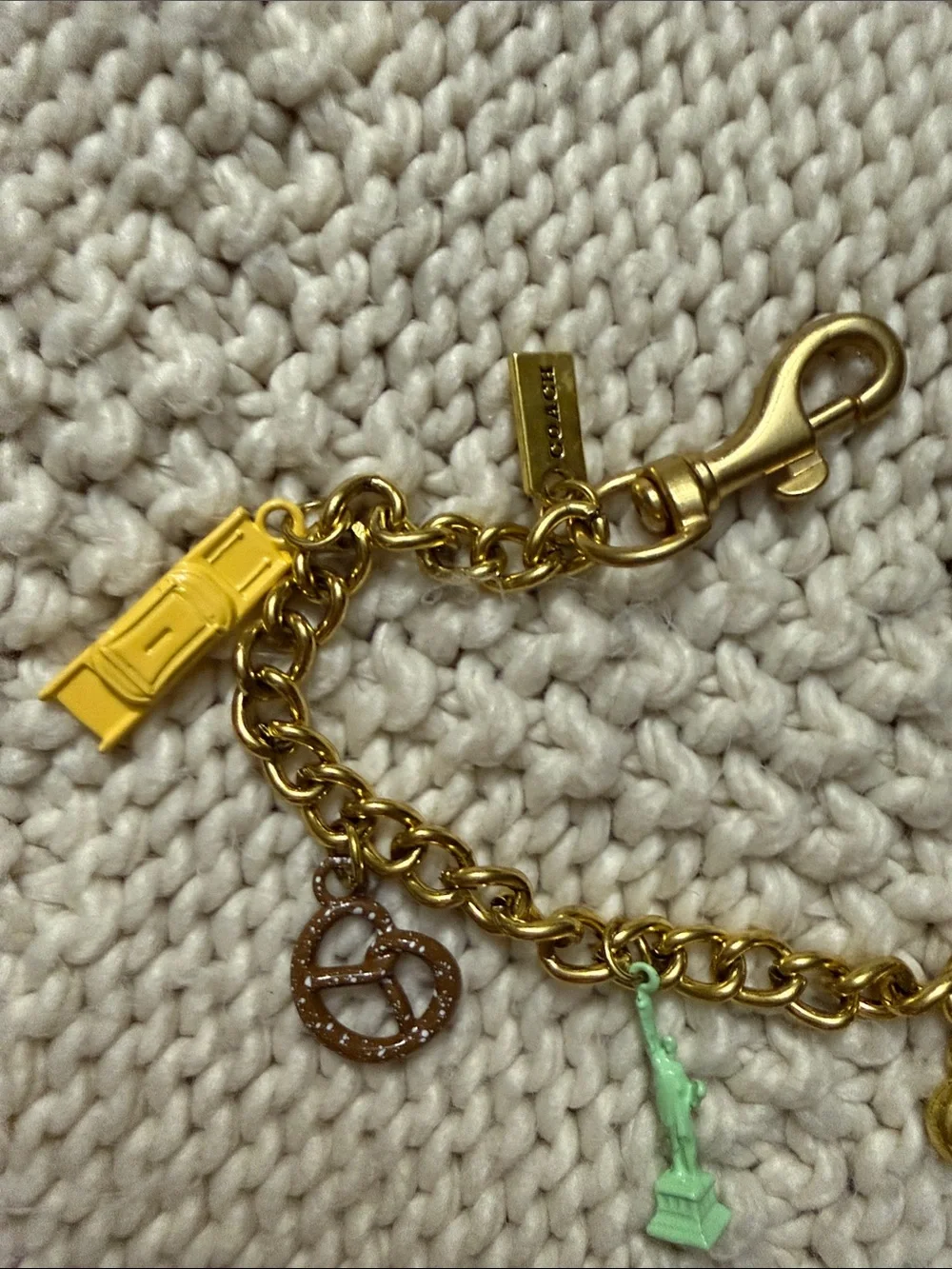 Coach Gold Charm Bracelet with Red, Yellow, Mint, and Rose-Gold Accents - Picture 6 of 6